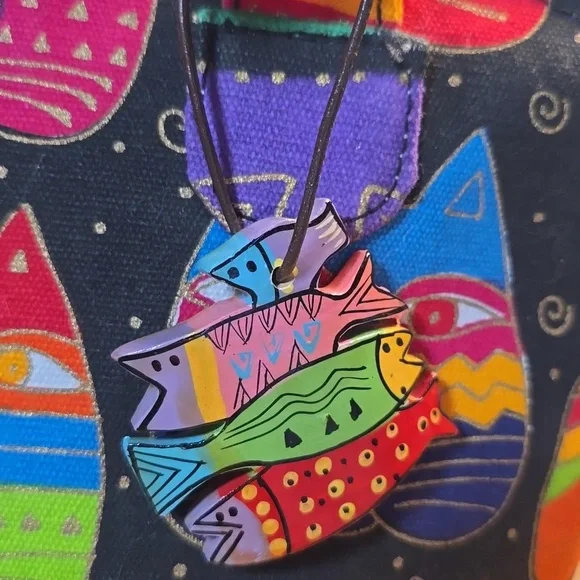 Laurel Burch Multicolor Cat Design Bag - Picture 4 of 7